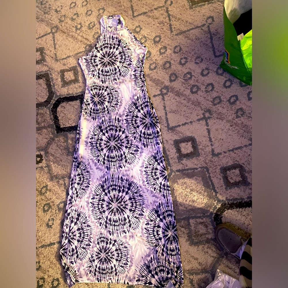 Purple tie dye halter top dress sz.S